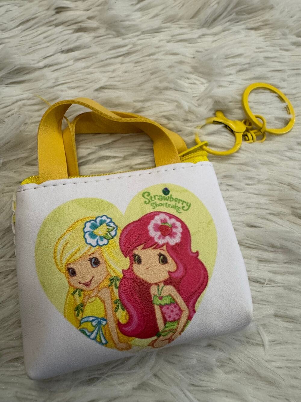 Strawberry Shortcake yellow mini purse with zipper keychain bag charm